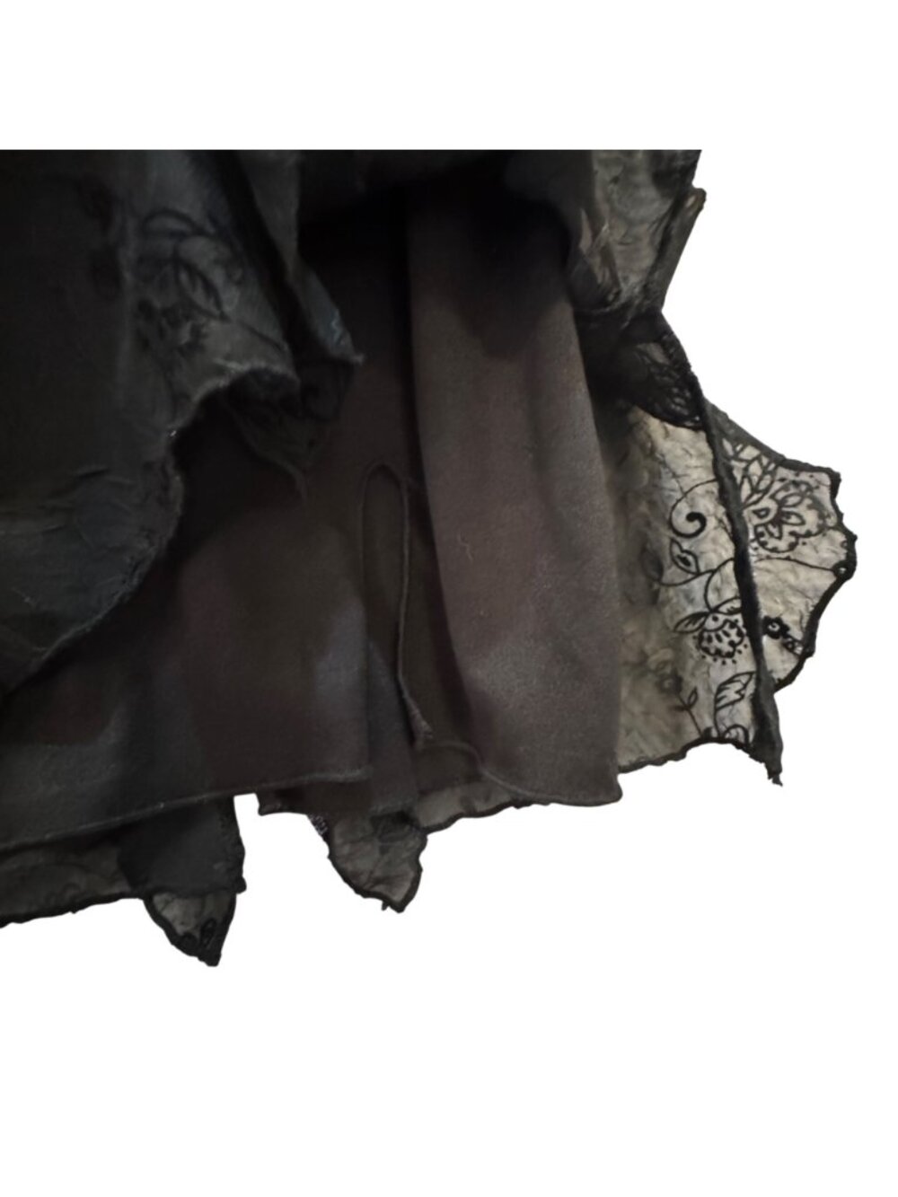 Black Lace Cottagecore Dress Size10P Empire Waist Midi Whimsygoth Dark Romance - Picture 10 of 12